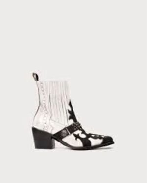 Mezcalero Dudi Black and White Leather Western Boot Size 7.5